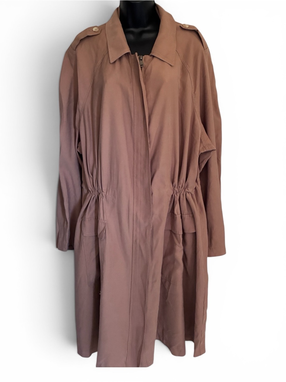 NWT Casual Chic Lane Bryant Tan Brown Drawstring Trench Utility Coat Sz 22/24